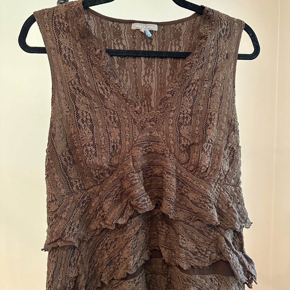 Vintage Apt 9 Brown Lace Pullover Shirt Blouse